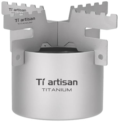Ti artisan Titanium Stove with Cross Stand Portable Lightweight Stove for Outdoor Camping Hiking