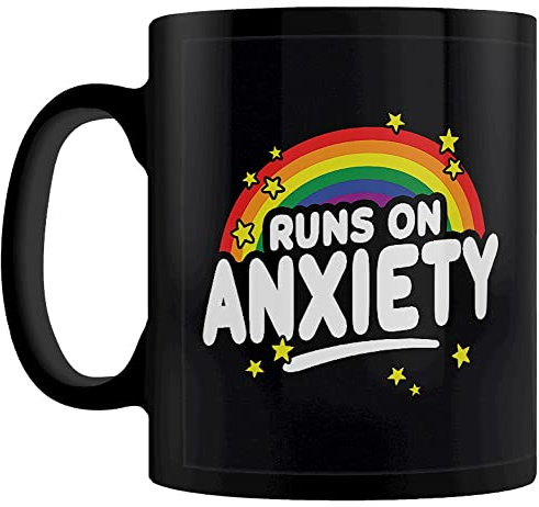 Grindstore Runs on Anxiety Mug Tafelbecher Schwarz