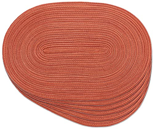 Noctiflorous Ovale geflochtene Platzsets, 30,5 x 45,7 cm, rund, 6 Stück, für Esstische, natürlich gewebt, hitzebeständig, ovales Orange