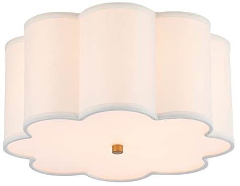 MhyTogn Semi Flush Mount Deckenleuchte, Moderne Nah an der Decke Lampe mit Creme Weiß Fabric Trommel Schirm für Kinderzimmer Schlafzimmer Küche Flur Eingangsbereich 3-Licht