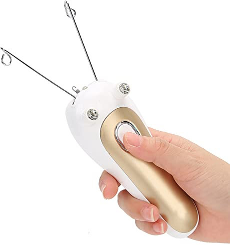 Elektro-Faden-Gesichts-Haarentferner Rosa-Einfädler-Entfernungs Maschine für Frauen Gesichts Werkzeug Epilierer Elektrische Gewinde-Epilierer-Epilierer, Groomer-Trimmer für (Gold)