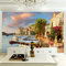 Papier Peint Panoramique Bord De Mer Petite Ville 3D Poster Mural pour Salon Chambre Décoration Murale