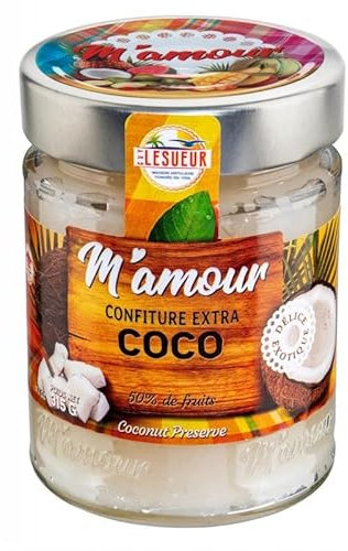 M'Amour Confiture de Coco - Pot de 325g pour une touche exotique dans vos petits-déjeuners - Saveurs Créoles. - Lot De 3 - Vendu Par Lot