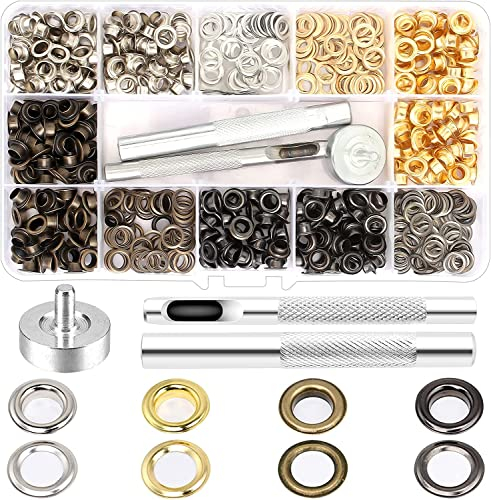 400 Kit de Ojales para Lonas 5mm Ojales Metalicos Herramienta de Montaje de Arandela Ojetes Metalicos con Caja de Almacenamiento para Toldos Lonas Ojales Ropa