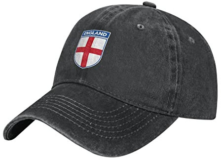 Washed Denim Team England Flagge Baseball Cap Herren Schwarz Vintage Baumwolle Hut Unisex Hüte, #334, M/Einheitsgröße
