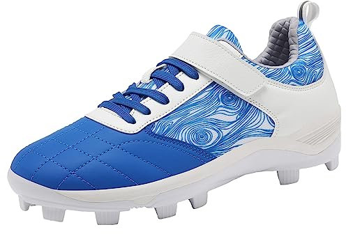 ZHENSI Chaussures De Cricket pour Hommes Chaussures De Hockey sur Gazon À Semelle en Caoutchouc sans Crampons pour Le Gazon Et Le Terrain,Bleu,42 EU