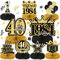 Geburtstag Dekoration 40. Tischdeko Bienenwabe Mittelstück mit Konfetti für Männer Frauen Tischdekoration Party Geburtstagsparty 9Stk Schwarz Gold
