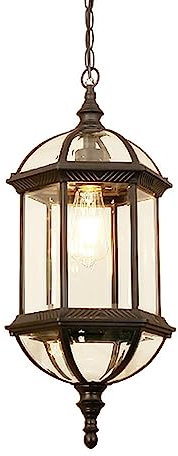 Outside Ceiling Lighting with Glass Shade Pendant Porch Light Exterior Hanging Lamp for Front Door, Gazebo, Patio