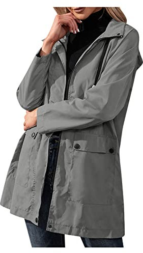 Warme und komfortable winter 2023 Y21K Wasserdicht Regen Leichte Regen Frauen Wasserdicht Winddicht Einstellbare Jacken Mantel Windjacke Mantel Frauen Ski 100Cm, Tiefgrau, M
