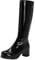 Stivali Alti Color Caramella Lucidi Donna,Stivali Cavallerizzo Zip Laterale per sfilate di Moda Casual,Stivali al Ginocchio Tacco Pelle Verniciata Sexy,Nero,41 EU