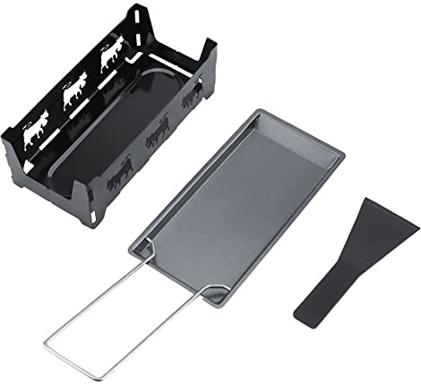 Kohlenstoffstahl,Tragbares Mini-Käse-Raclette-Set Mit Antihaftbeschichtung, Mit Kerze Beheizt, Leicht zu Reinigen