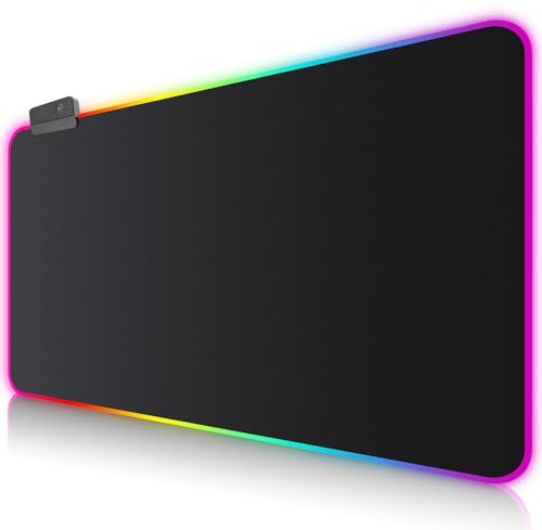 Alfombrilla de Ratón RGB 900x400mm XXL Extra Grande Tapete de Juego, Alfombrilla Raton LED 14 Efectos de Iluminación Impermeable Antideslizante, Alfombrilla Ratón Gaming para Gamers, PC y Portátil