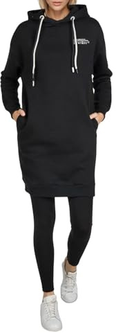 DENIMFY Hoodie Damen lang Oversized DFAnna Kapuzenpullover Pullover | Sweatkleid Kapuzenkleid Streetwear Print Beige Schwarz Grün S M L XL XXL 3XL