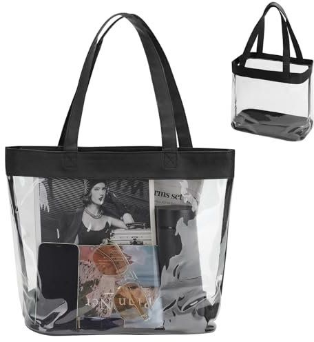 SeBUCUOO Transparente Tragetasche, Stadiongenehmigt, 30,5 x 15,2 x 30,5 cm, 30,5 x 30,5 x 15,2 cm, transparente Tasche, 30,5 x 15,2 x 30,5 cm, Schwarz, Large