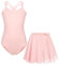 FONLAM Ballettkleid Balletttrikot für Mädchen Kinder Tanzkleid Zweiteiliges Set Trikotanzug + Ballettrock Tutu Mädchen (3-4 Jahre, Rosa)