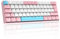 Tastiera meccanica da gioco al 60% layout UK, interruttori blu ultracompatti a 62 tasti Tastiera cablata in colori misti per ufficio, 19 modalità di retroilluminazione RGB per PC portatile-Rosa bianco