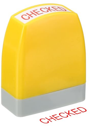 PATIKIL Checked Notice Stamp Self Inking, Red Ink Office Stamps Pre Inked Message Stamp Refillable Business Stamp, Yellow