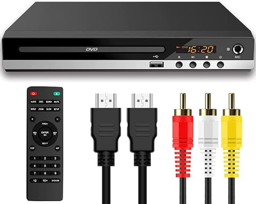 QITHRAN DVD Players for TV, USB Multifunction Player CD VCD Player, Support (1080p Upscaling) Full HD, with HDMI & AV Cable, with Remote Controller, for Home Stereo System