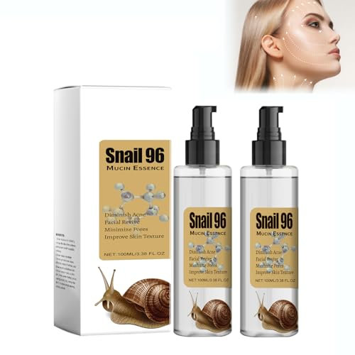 Gesichtsserum Schneckenschleim Toner Hautpflege, Feuchtigkeitsserum für das Gesicht mit Schneckensekretfiltrat, hauterneuernder Gesichtswasser Anti-Aging-Serum Glow Recipe Toner, 2 Stück