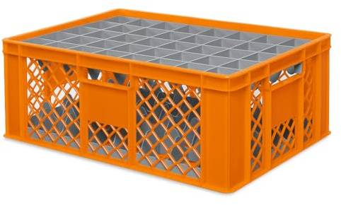 BRB Gläserkiste 600x400 mm für 15, 24, 33 oder 40 Gläser, farbig (Orange, für 40 Gläser Ø 67 mm, Glashöhe max 205 mm)