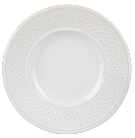 Genevieve Lethu 545268 Lot de 6 Assiettes à Dessert Modèle Grain de Riz - Faïence Blanche - Ø 21 cm
