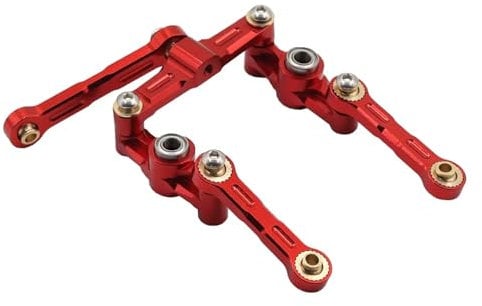 RC Auto Zubehör Kompatibel Mit Tamiya Für TT02 TT-02 TT-02D 1/10 RC Drift Autoteile Aluminium Kugellager Kurbel Lenkung Link Set(Red)