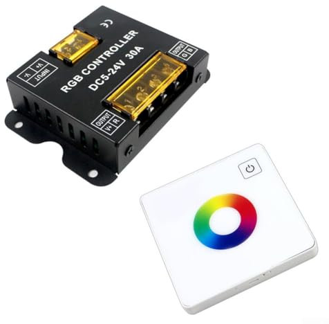 Remote Controlled LED Dimmer for 5V 24V RGB Light Strips with Touch Panel Functionality