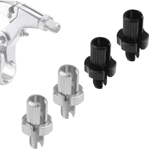 SATUY Viti di regolazione della leva del freno M7 per bicicletta, 4 pezzi, chiusura per leva del freno della bicicletta, 7 mm, in lega di alluminio, per mountain bike e bici da strada (argento e nero)