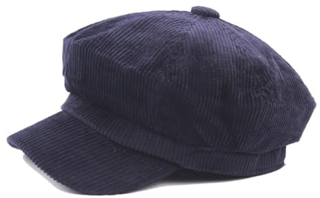 GIBZ Unisex 8 Panel Cord Newsboy Mütze Warme Barett mit Krempe | Flatcap für Winter Einfarbig Verstellbare Vintage Schiebermütze