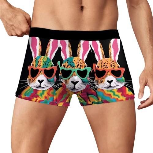Boxershorts Herren Ostern Unterhosen Männer Osterhasen-Serie Shorts Den Alltag Unterwäsche Weich Und Dehnbar Badeanzug Atmungsaktiv Underwear Farbdruck Höschen