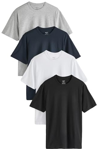 NEXT Herren Basic T-Shirts mit Rundhalsausschnitt, 4er-Pack