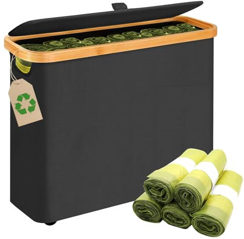 MidingChai Gelbe Säcke Aufbewahrungskorb, Aufbewahrungsbox für Gelber Sack, Stauraum für Mindestens 25 Rollen Gelbe Säcke, Praktischer Müllsäcke Behälter, Kompakter Mülltüten Organizer