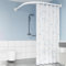 APHTOCF Barre De Douche Angle Acier INOX, Tringle à Rideau De Douche Télescopique en L, sans Percage/Percage, Barre De Douche Réglable, sans Support De Plafond, 70-95x90-130cm, Blanc