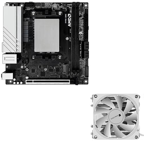 CYMINILMDPC NAS Motherboard Ryzen 7 7840HS+Radiator Fan,2xNVMe 4xSATA3.0 1x PCIEx8 2xDDR5 2x2.5G LAN 17x17 Gaming ITX Mainboard HDMI*2 DP Mini ITX Soft Routing Board