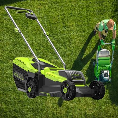 GESAIDES 40V 33 cm (13 in) Electric Lawn Mower Cordless, Brushless Lawnmower with 3-Height Adjust, Portable & Lightweight Push Battery Powered Lawn Mower (2 * 4.0AH Batteries Included)