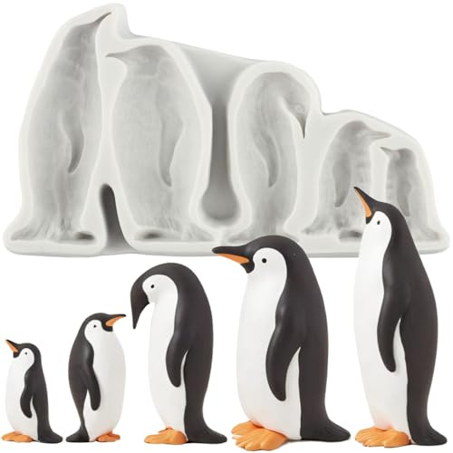 Sijiangmold Pinguin Familie Silikonformen Pinguin Fondantform Für Kuchendekoration Schokolade Cupcake Topper Süßigkeiten Polymer Ton Blütenpaste