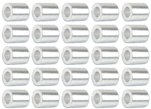 TMTGTS Aluminiumhülsen 50 Stück 6mm Crimpschlaufen Aluminiumhülse Würgeklemmen Aluminium Presshülsen Alu Klemme Drahtseilklemmen Klemmhülsen Metallhülsen drahtseil quetschhülsen Seilklemme