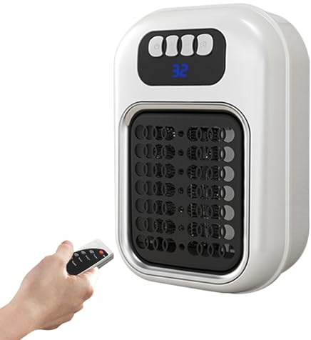 Radiateur Electrique d'Intérieur - Appareil de Chauffage Murale Portable Petit et Ventilateur,Ventilation Silencieuse Affichage LED Télécommande Pour Maison Salle De Bain Studio Appartement