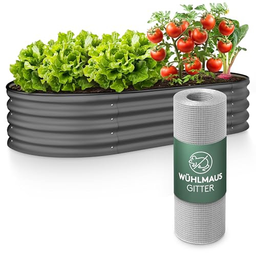 GRUNA Hochbeet Metall 120x60x30 (Anthrazit) - Formstabil & 100% Rostfrei | Hochbeete für Garten in einem 6 in 1 Modular Hochbeete-Kit. Es ermöglicht variable Aufbauformen, ist langlebig und robust.
