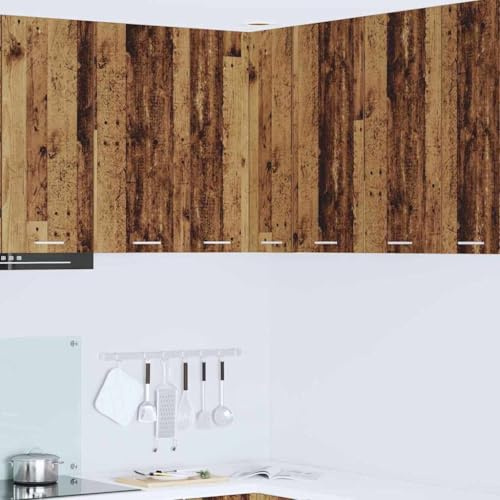 Zeehear Hängeschrank Altes Holz und Weiß, 57x57x80 cm Eckschrank aus Holzwerkstoff, Robuster Küchenschrank mit viel Stauraum, Modernes Design für Küche & Esszimmer
