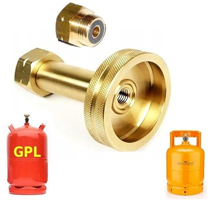 Raccord Adaptateur pour Remplissage de Bouteille Gaz Liquide Camping :: Avec Joint :: GPL Propane Butane 6kg 11kg et 1kg 2kg 3kg 5kg Eurocamping Reservoir W21,8 21,8mm W20 20mm :: Long, Pratique!