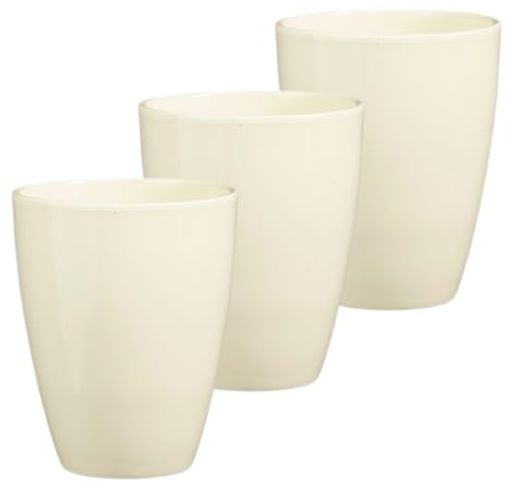 Annastore Orchideentopf 3er Set aus Keramik Creme Glanz Erhöhung Ø 13,5 cm