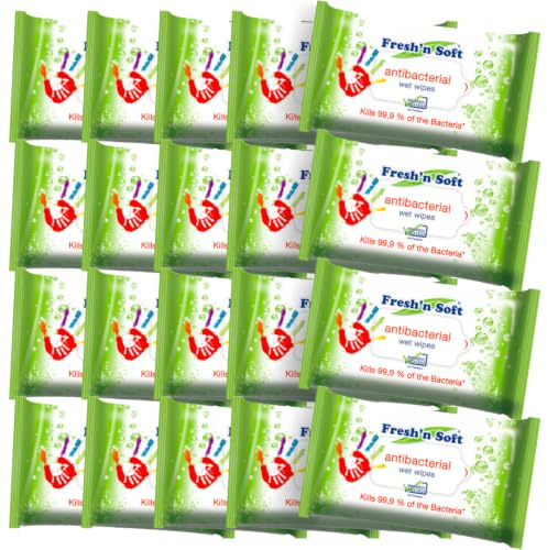 Multi-Purpose Cleaning Wipes Bulk Box – 20 Packs x 15 Wipes (300 Total Wipes) – Hard Surface Cleaning Wipes for Desks, Keyboards, Door Handles & Gym Equipment – White