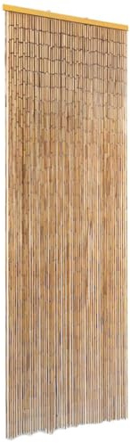 Runheo Rideau de porte en bambou - 56 x 185 cm - Avec barre en bois - Moustiquaire pour porte de balcon, porte de terrasse, chambre à coucher, salon - Protection contre les insectes et la vie privée