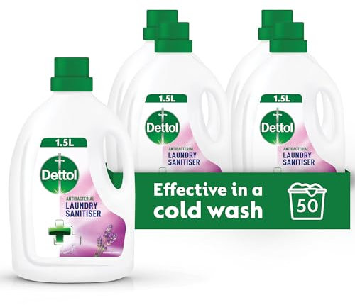 Dettol Antibacterial Laundry Sanitiser, Lavender, 1.5L (4 x 1.5L, Total 6.0L), For Sensitive Skin, Gentle Cleanser, Effective Hygiene Solution, Disinfectant, Kills 99.9 Percent of Germs
