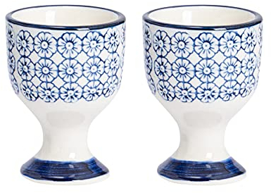 Nicola Printemps Porcelaine Petit déjeuner coquetiers en Fleur Bleue Imprimer - Lot de 2