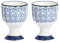 Argon Tableware Hand Printed Egg Cups - Pack of 2 - Navy Porcelain Breakfast Brunch Easy Clean Hard Soft Boiled Eggs Dipping Holder Stand for Breakfast, Brunch