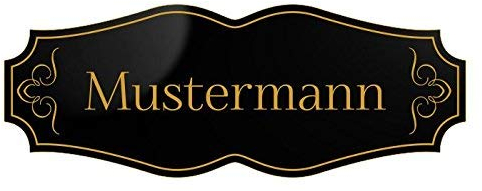 Türschild, Briefkastenschild, Klingelschild, 70-300-010-SG, Acryl, Oberfläche schwarz glänzend, Gravur gold, individuell anpassbar