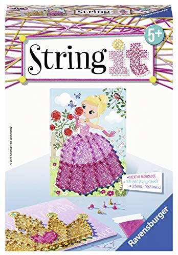 Ravensburger 18066 String it Mini Pink Princess – Kreative Fadenbilder mit romantischer Prinzessin und Krone, für Kinder ab 5 Jahren