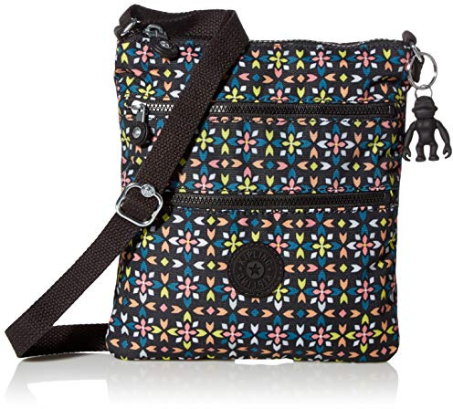 Kipling womens Keiko Crossbody Bag, Floral Mozzaik, 8 L x 9 H x 1.25 D, Women's Keiko Crossbody Mini Bag, Lightweight Adjustable Purse, Durable Shoulder Sling